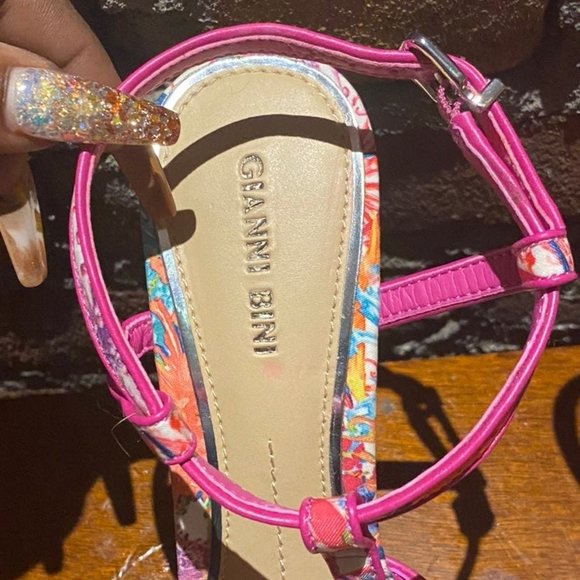 Gianni Bini Floral Print Heels, Sz 8 - Picture 3 of 10